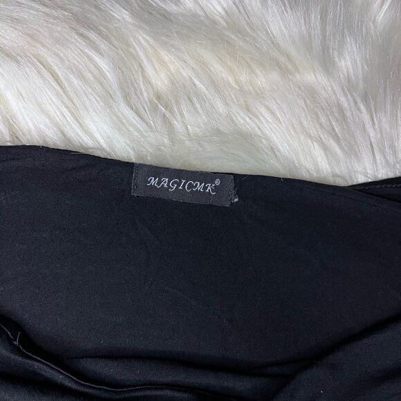 Magic Mk black/green sequins lip 3/4 sleeved blouse sz Large - Picture 3 of 7